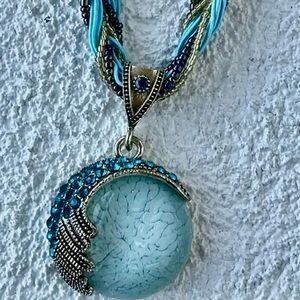 Bohemian Style Sky Blue Handmade Pendant Necklace For Women